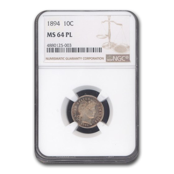 1894 Barber Dime MS-64 NGC (PL) 1894 Barber Dime MS-64 NGC (PL)